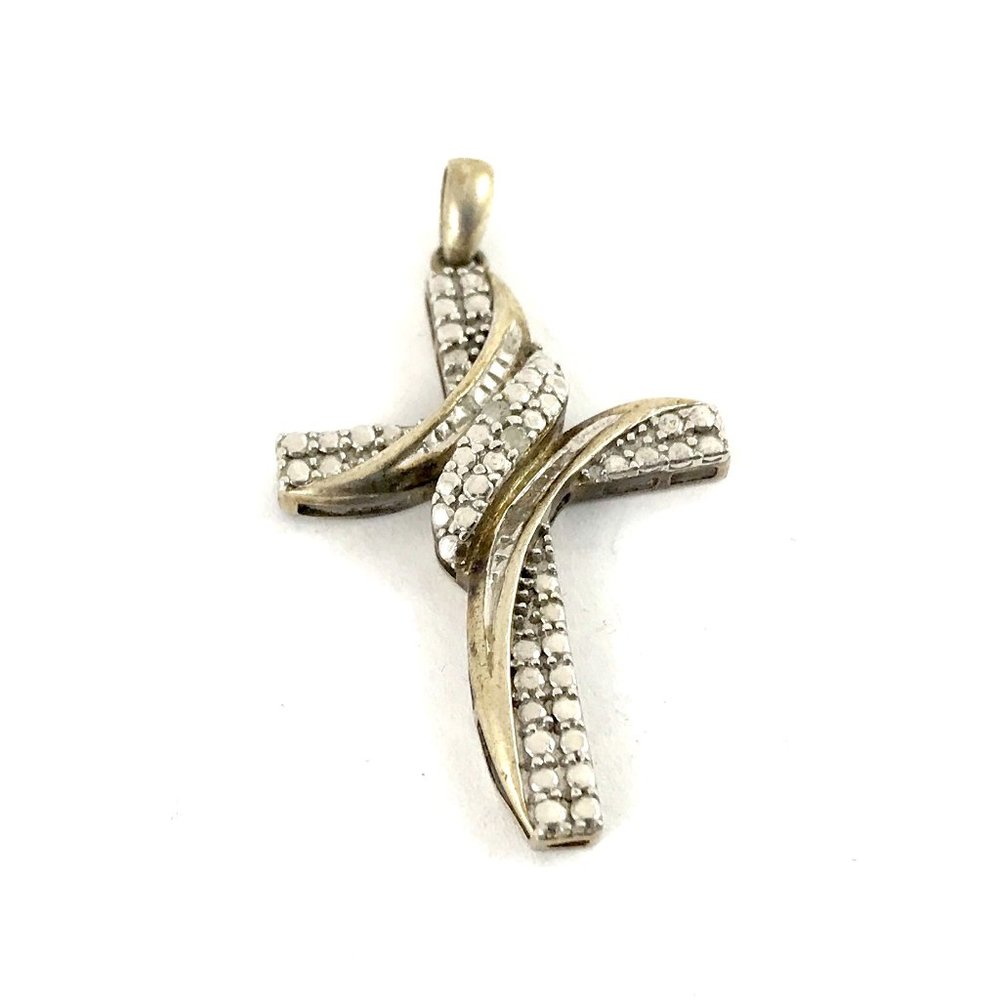 Sterling Silver 925 Diamond Cross Pendant